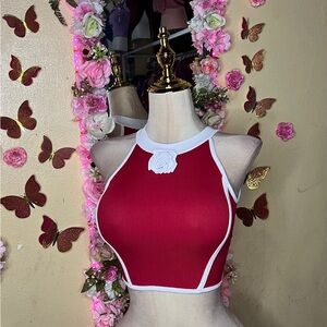 Red and White Halter Top